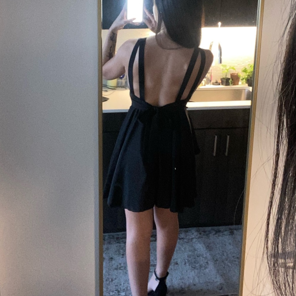 Little black dress backless tie back flowy